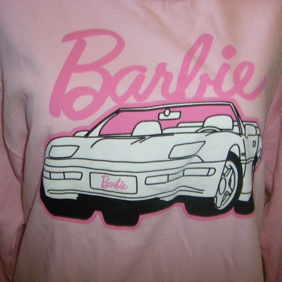 Barbie Sweatshirt Pink Barbie Logo & Barbie Corvette Women's Sizes NWT - Picture 3 of 15